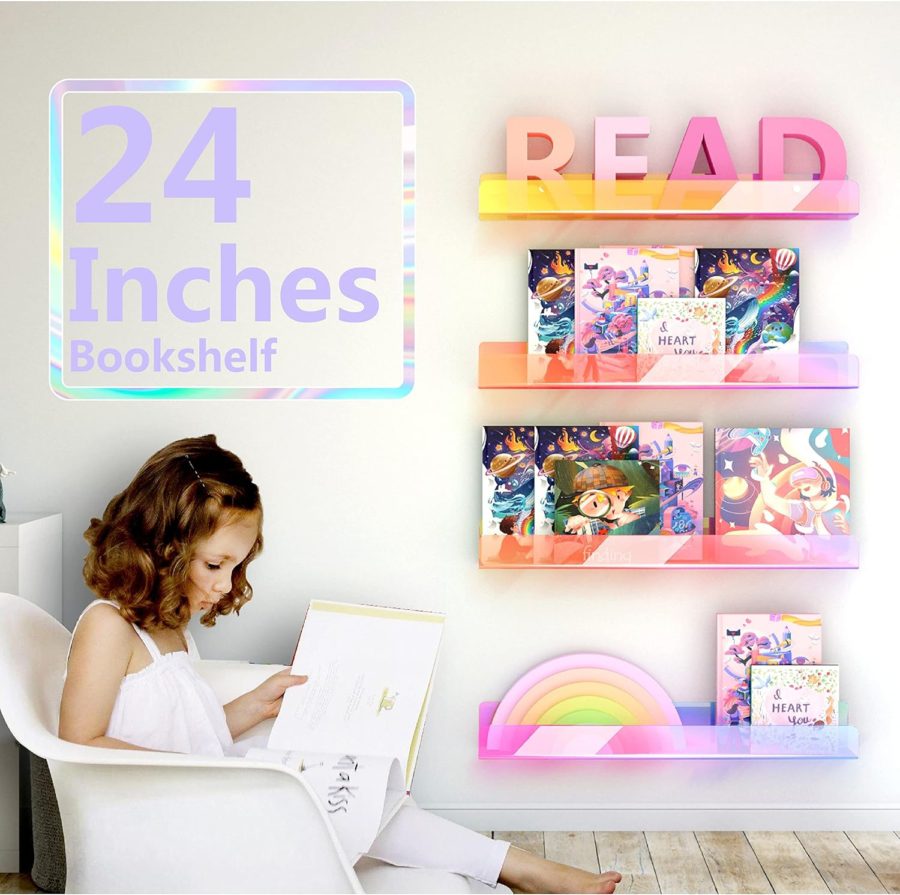 acrylic Montessori iridescent 24 inch shelves