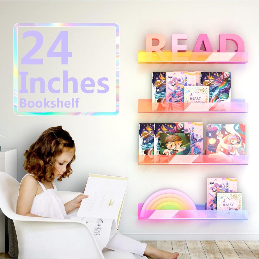 acrylic Montessori iridescent 24 inch shelves